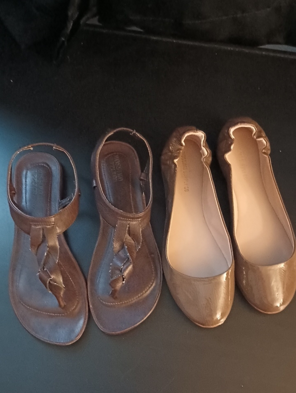 Mossimo Supply Co. Brown Leather Ankle-Strap Sandals And Ballerina Flats 7 & 7.5